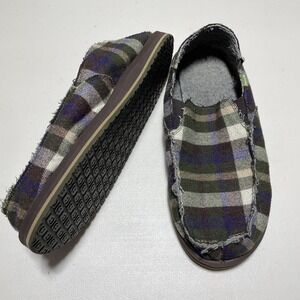 Sanuk 13 Plaid Sidewalk Surfer‎ St Plaid Chill Fleece-Lined Slippers House Shoes